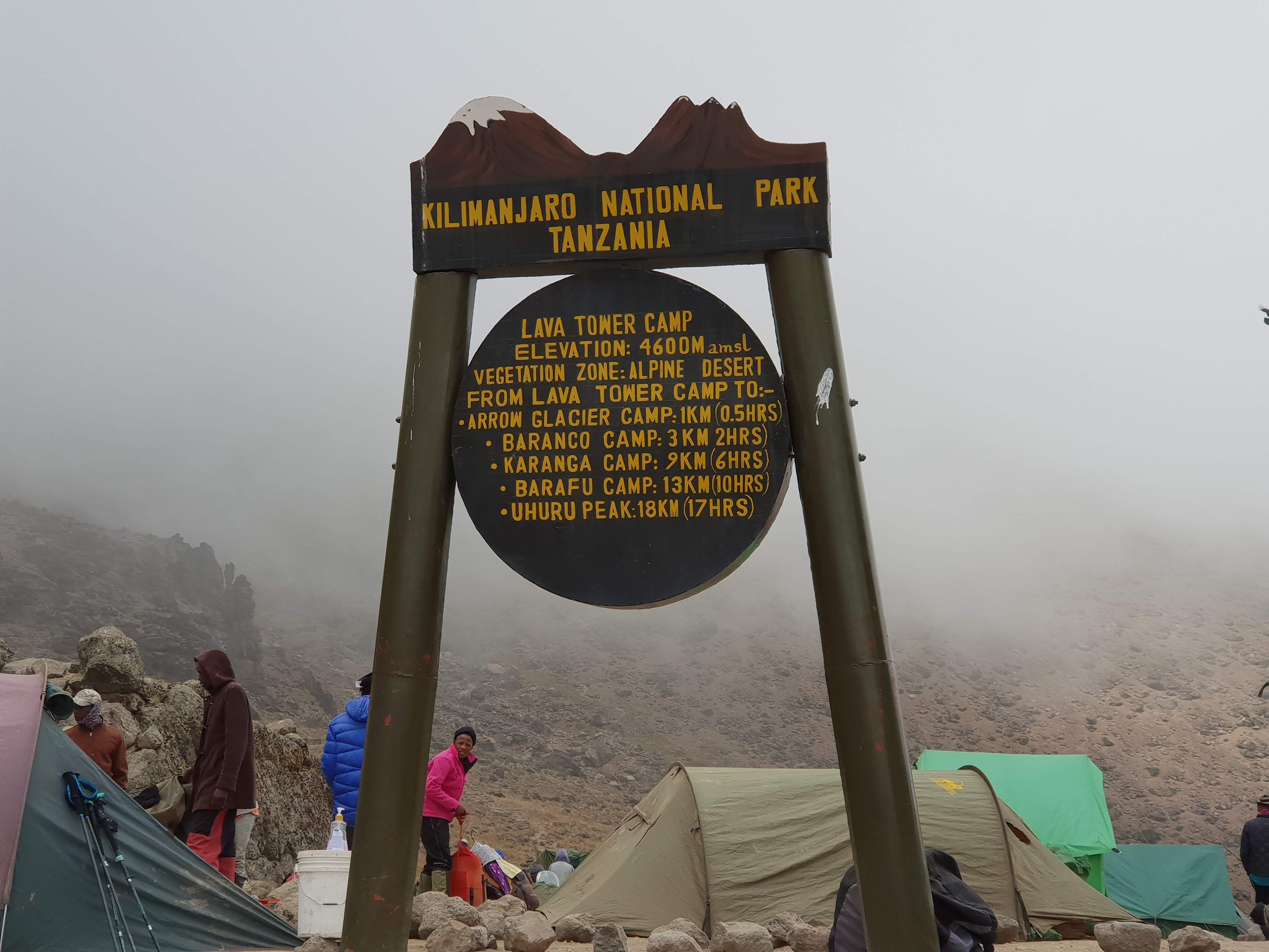 Lava Tower Sign on kilimanjaro