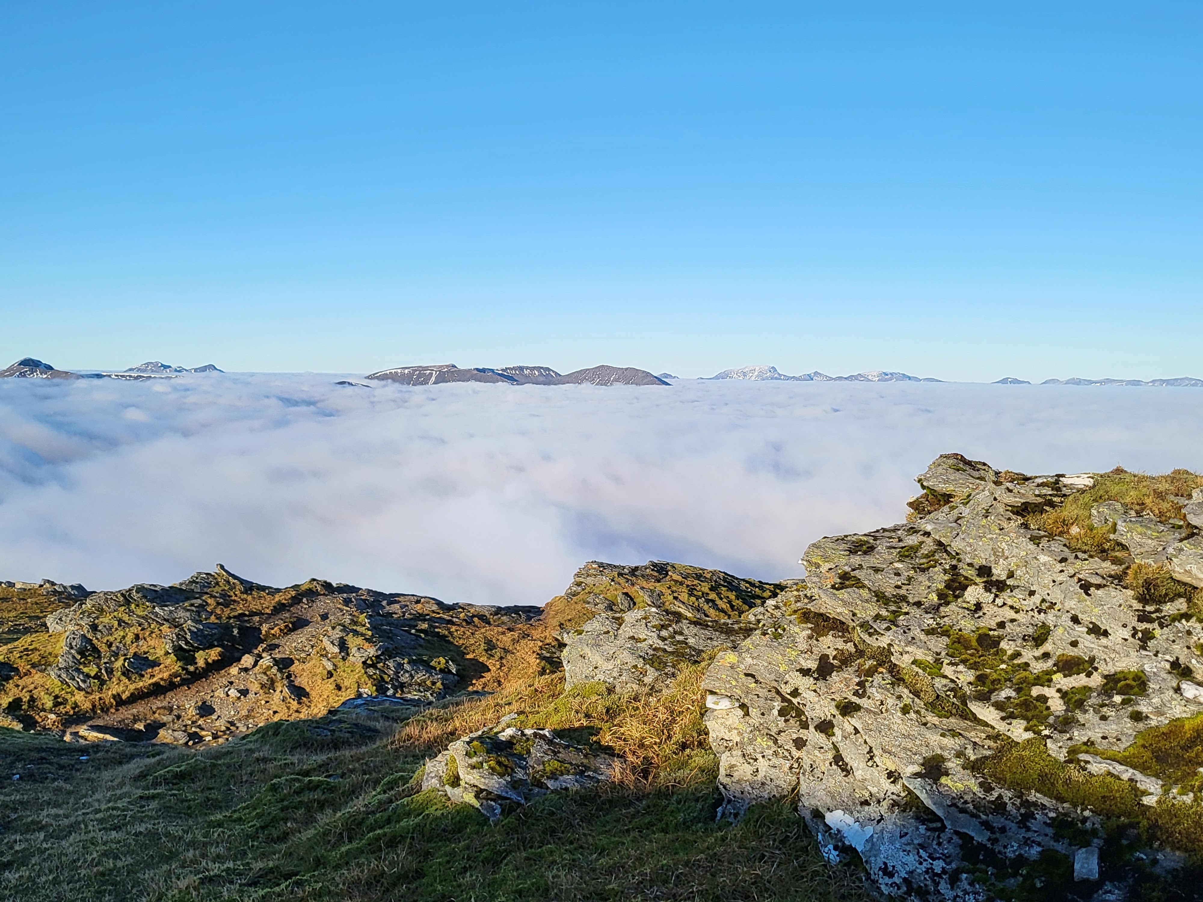 Mountain tops poking through a cloud inversion