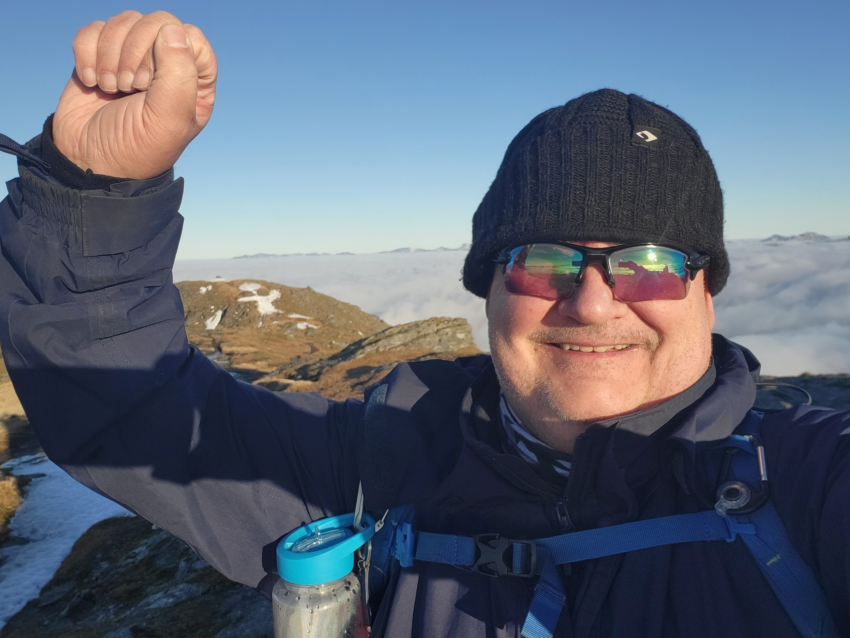 Fist Bump at the summit of Beinn Dorian