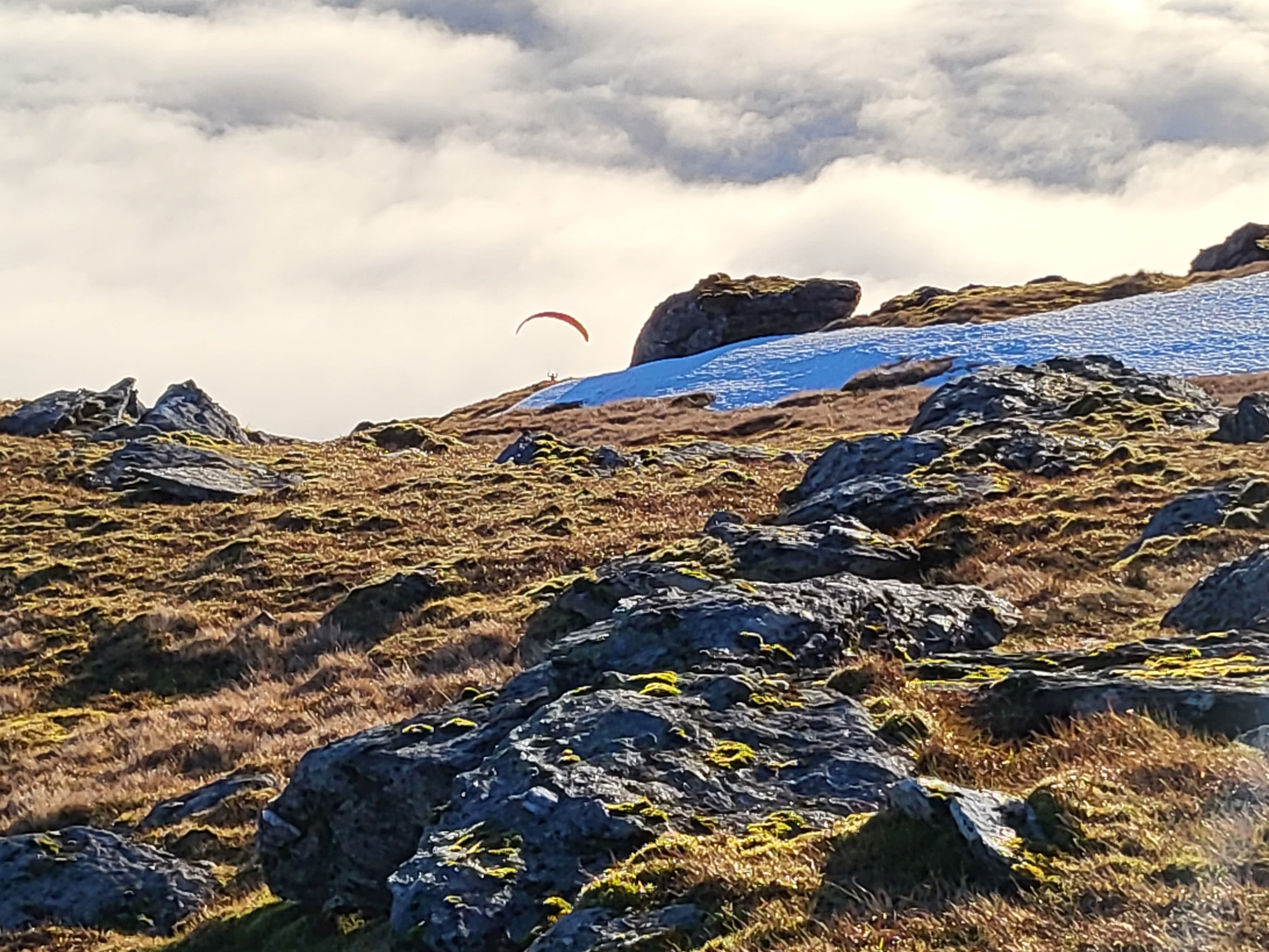 Paraglider takes off from Beinn Dorian