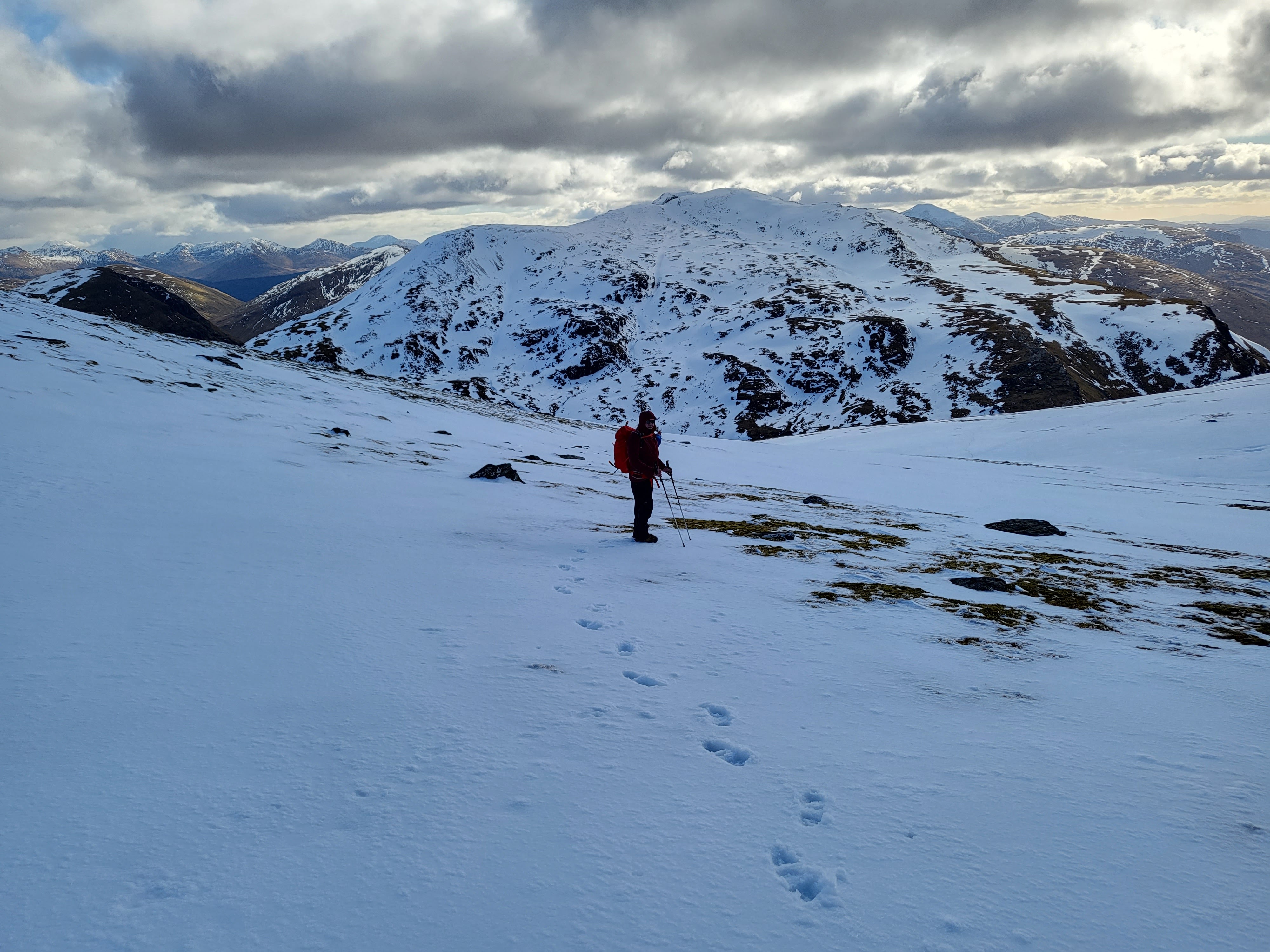 Climber descending in the snow