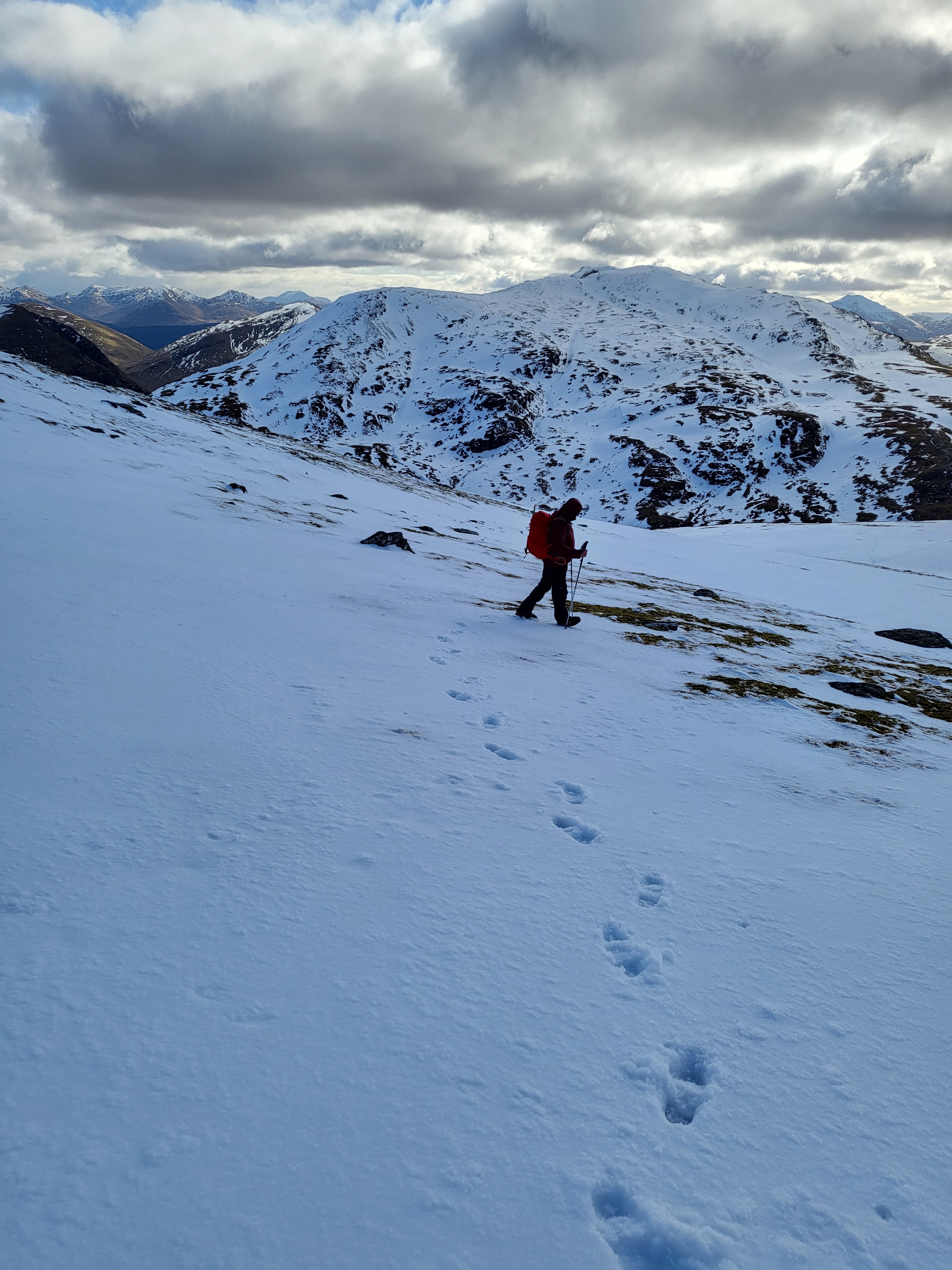 Climber descending in the snow