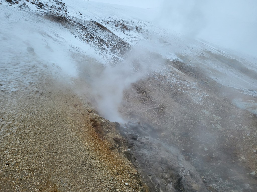 Boiling water from a volcanic hot spring.